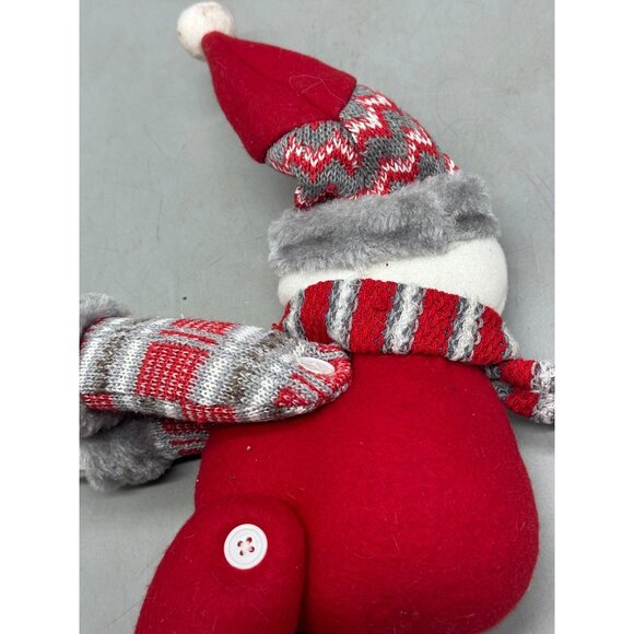 Christmas Holiday Plush Snowman Doll with Red & Gray Used READ - Picture 7 of 9